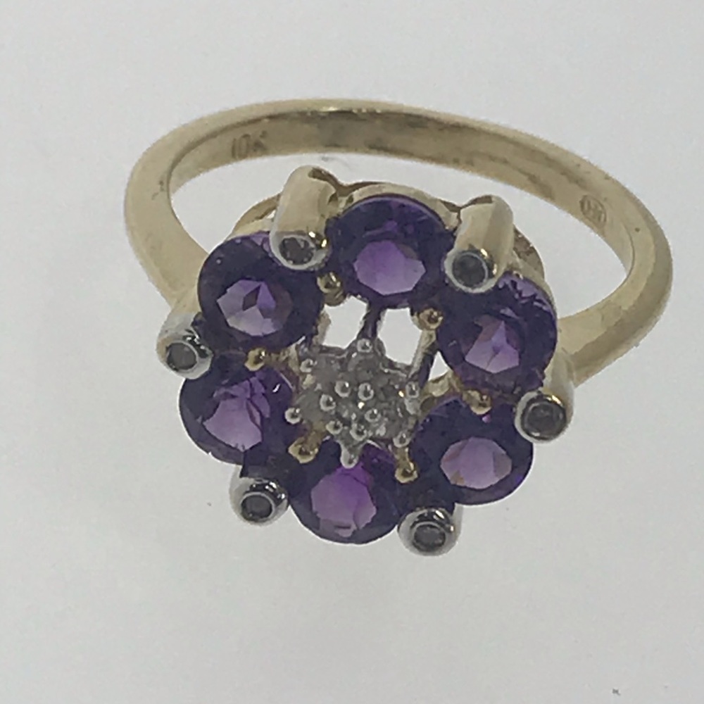 10K YG Amethyst and Diamond Ring